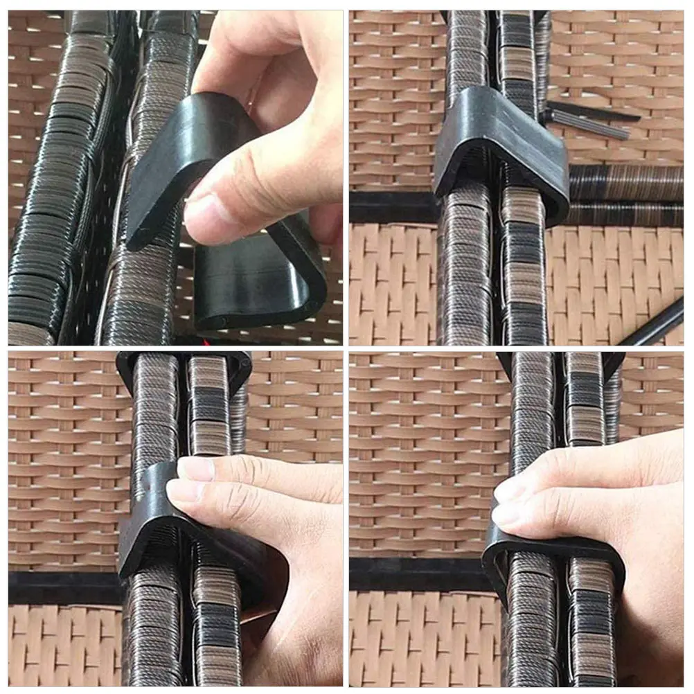 

10 Pcs Outdoor Furniture Sofa Clamps for Patio Wicker Fasteners Clips to Hold Together Black