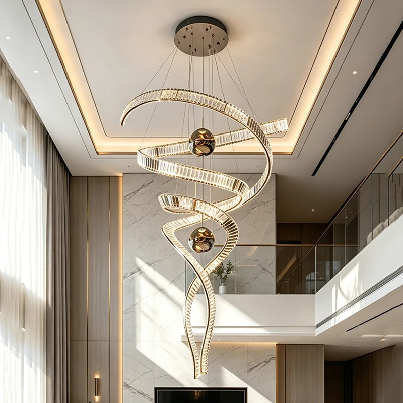 Modern Crystal stair chandelier lights indoor lighting Ceiling lamp hanging light led Chandeliers for living room indoor lightin