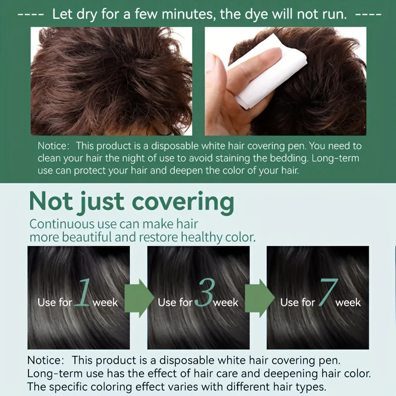 使い捨てヘアカラーペン - 一時的な白髪カバーアップ、長持ち、洗えるタッチアップスティック、タッチアップや根元に最適
