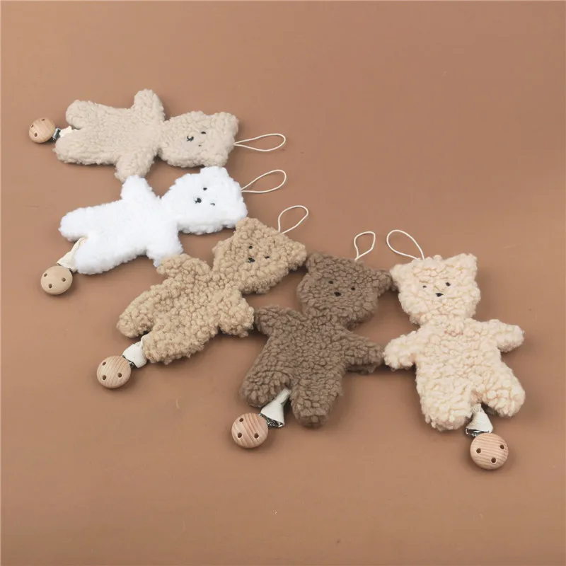 Baby Pacifier Clip Chain Pendant Soft Cartoon Bear Shaped Pacifier Clip Holder Leash Hanging Strap Ornament for Newborn Infants