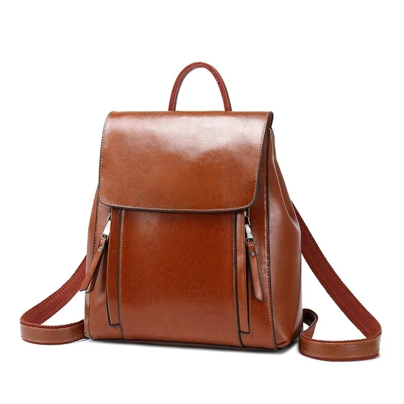 

2026 new genuine leather women's backpack fashionable retro large capacity backpack