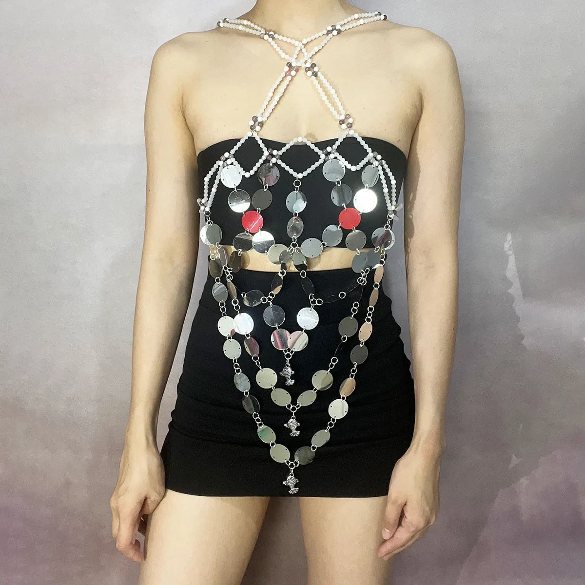 

Fashion Body Jewelry Small Fresh Sexy Disc Popular Bra Chain Party Stage Performance Street Style Clothing Accessories