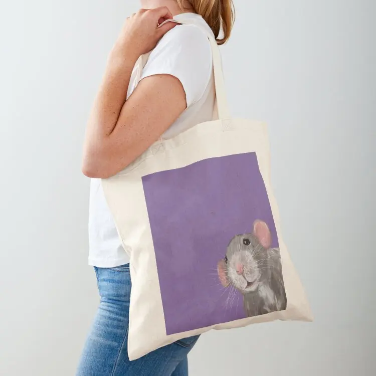 

The Peeking Rat (Purple) Tote Bag shopper bags Fabric bag shopper bag women canvas personalized tote
