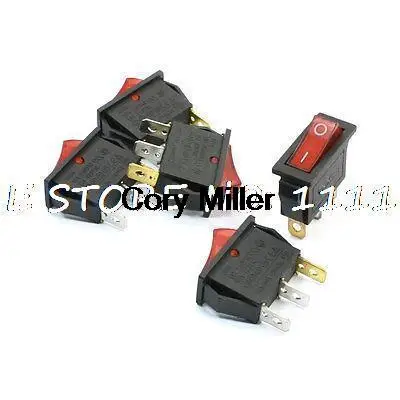 

15A 250VAC Red Indicator Light I/O NO/OFF 3P SPST Rocker Switch