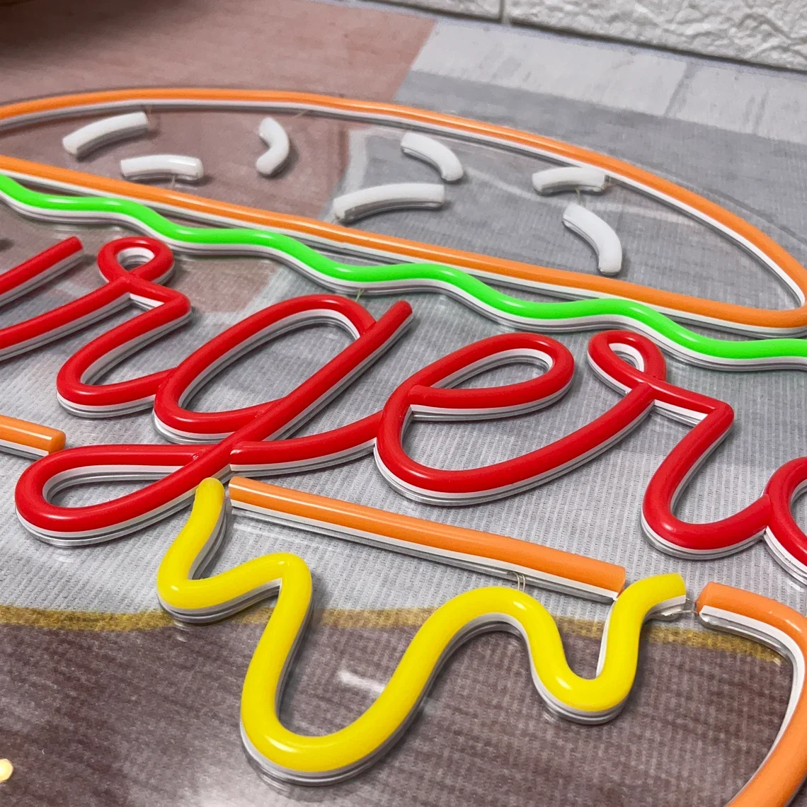 Imagem -06 - Custom Hamburger Neon Signs Neon Sign Home Wall Decor Fast Food Coffee Shop Restaurante Decoração de Bar