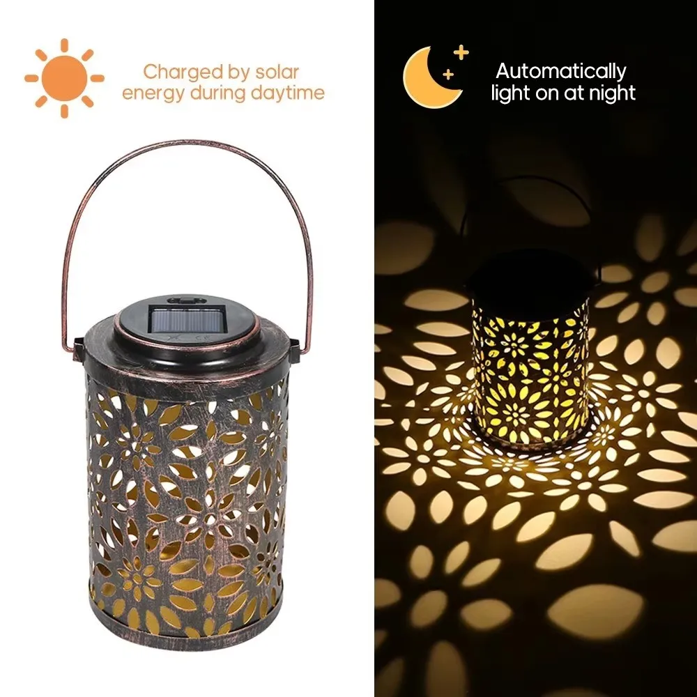 Outdoor Lighting Solar Light Hollowed-out Solar Powered Lawn Light Hanging Landscape Decoration Lamp for Patio Garden Courtyard
