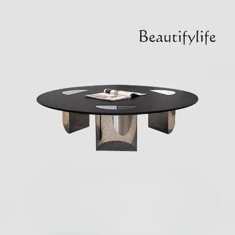

N Italian minimalist round suspended coffee table living room household table modern small apartment simple solid wood minimalis