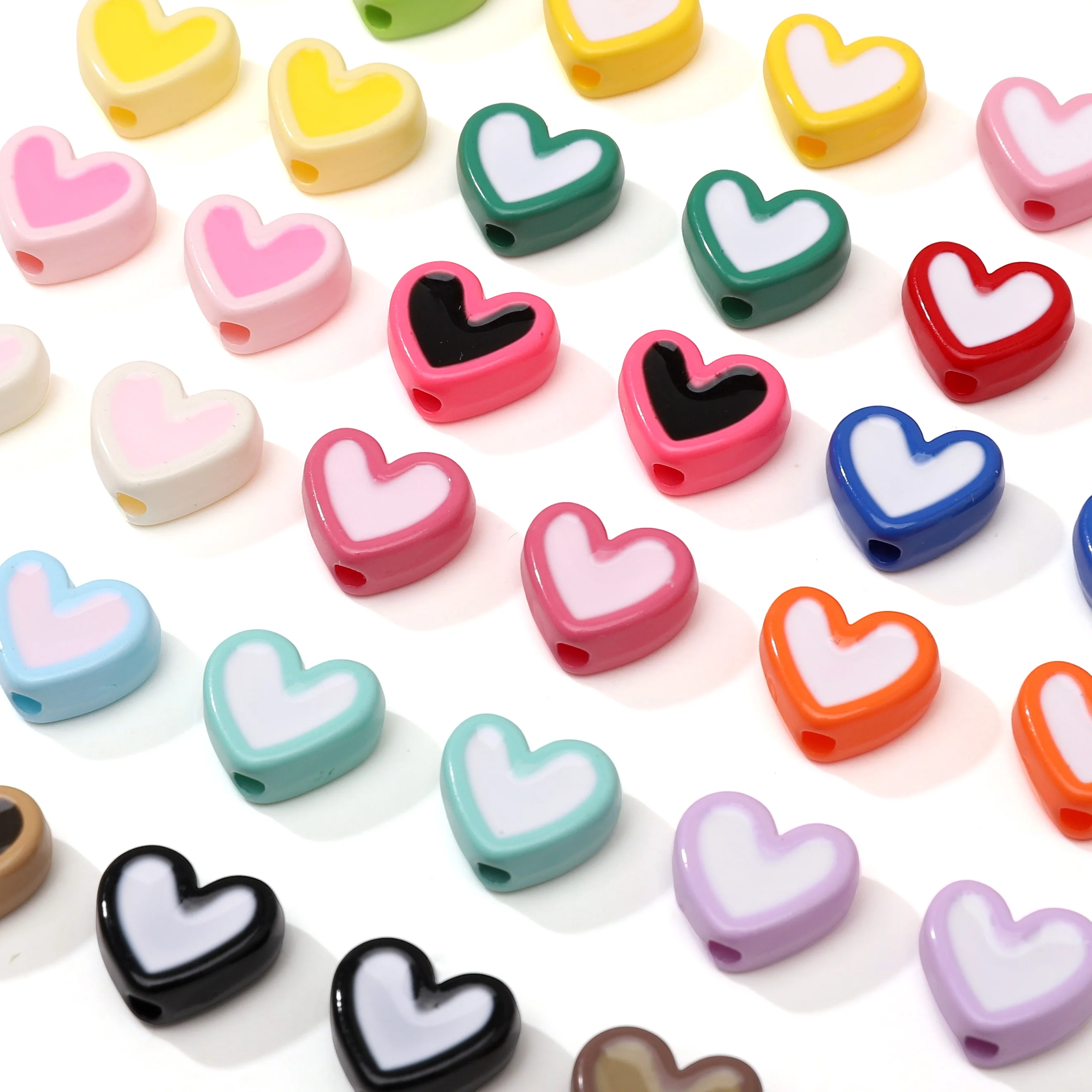 5/20Pcs Acrylic Heart Beads Loose Spacer Beads Jewellery Making DIY Bracelet Phone Chain Charm Pendant Jewelry Making Materials