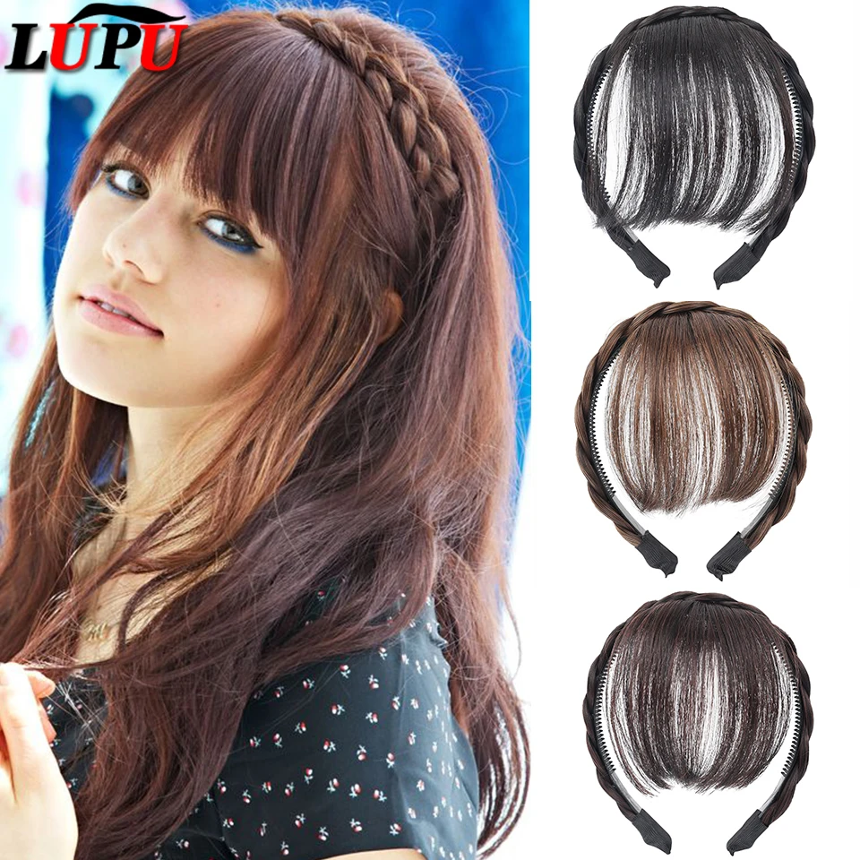 

LUPU Synthetic Twist Braid Headband With Fringe Bangs Hair Hoop Wig Braids Hair Extensions For Women Girls Hair Accessories