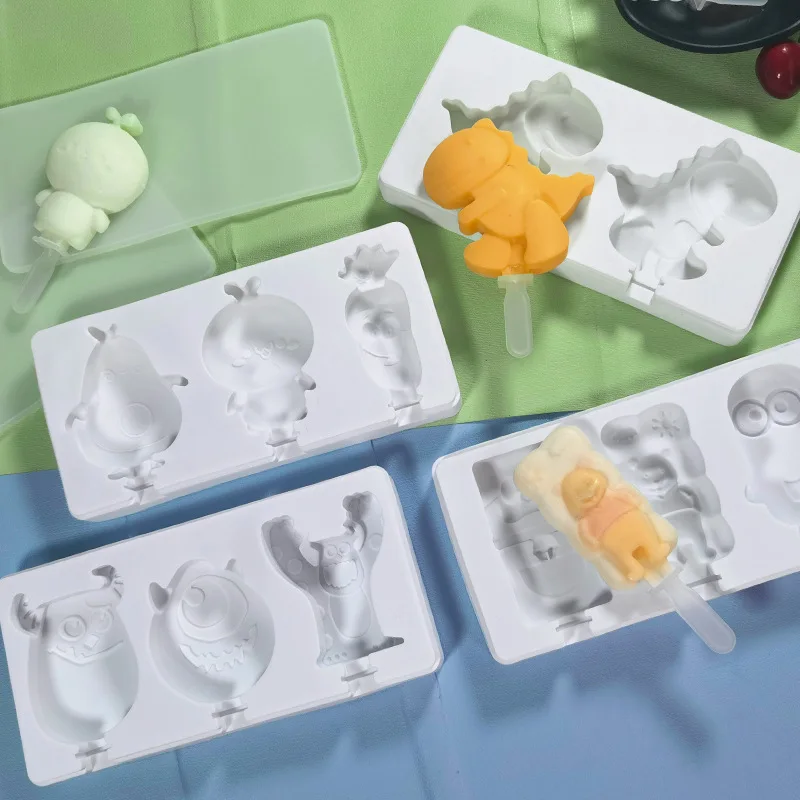 DIY Cartoon Animal White Ice cream Silicone mould Ice Cube Making Homemade Popsicle Chocolate Popsicle Ball Mold Random color