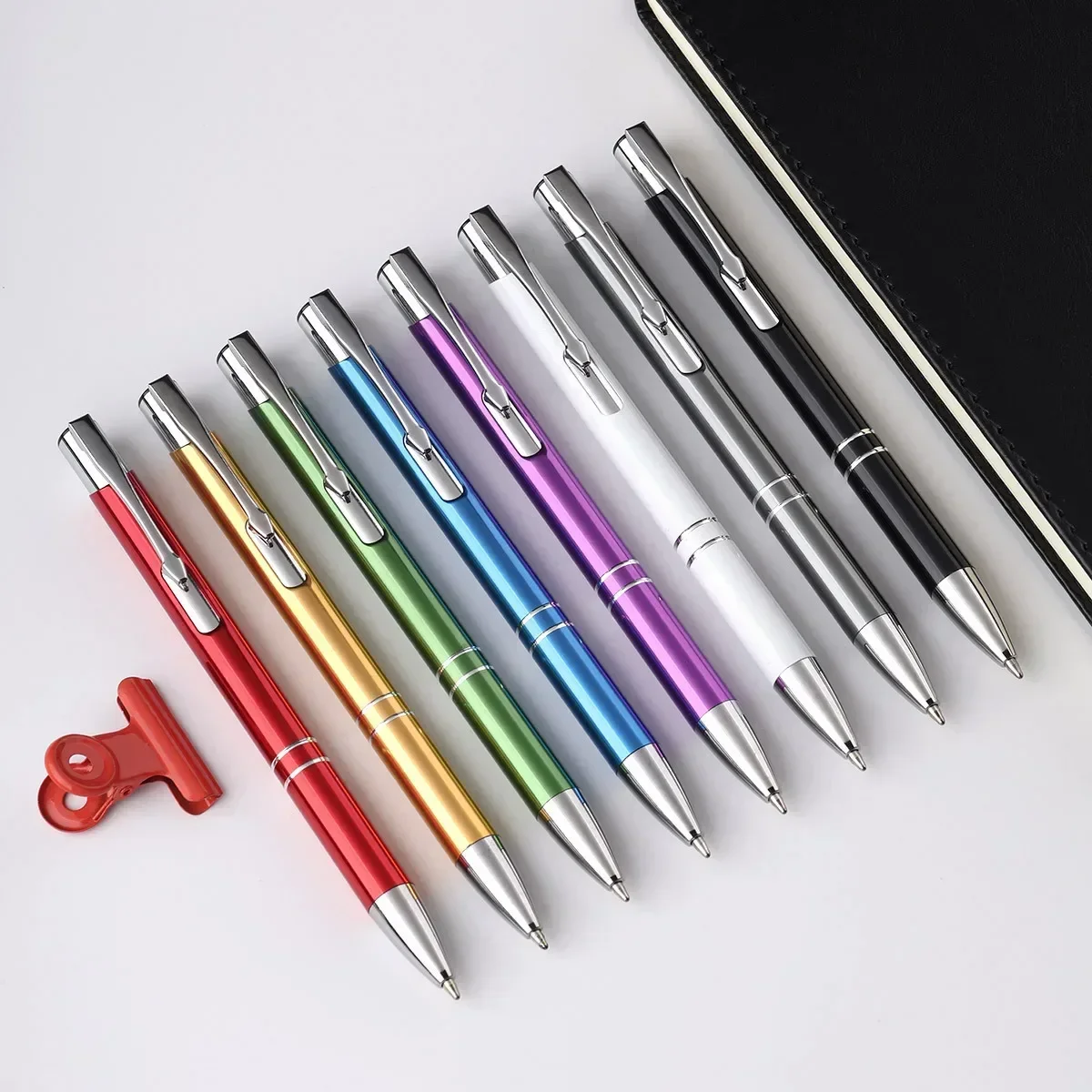 

100pcs Metal Ballpoint Pen Aluminum Ball Pens for Advertising Gift Office School Writting Stationery