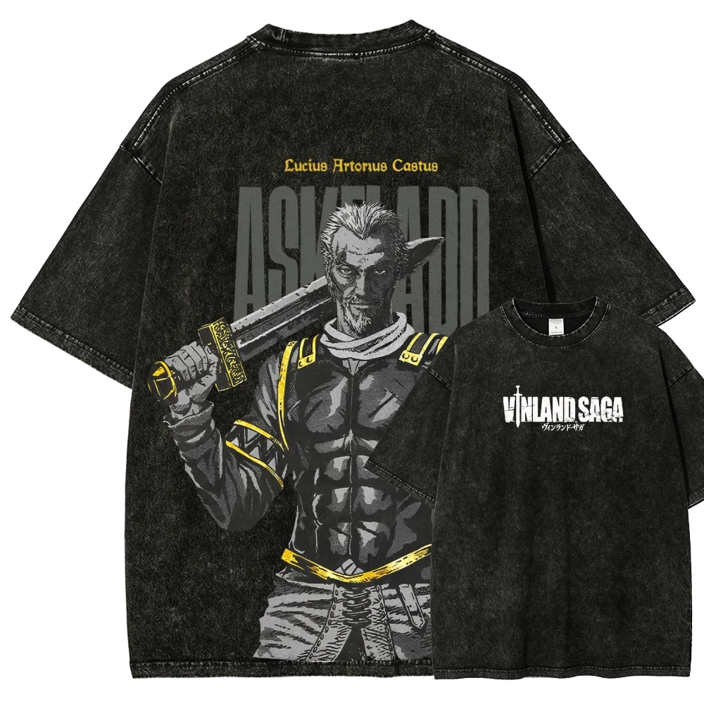 2026 summer Vinland Saga Thorfinn Dual Sided Washed T-shirt Manga Panel Eyes Anime Print Oversized Cotton Tee For Otaku Fans - view 3