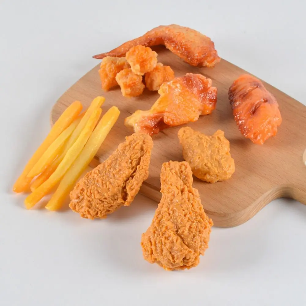 New PVC Simulated French Fries Toy Ornaments 10 Styles Chicken Legs Chicken Wings Simulated Food