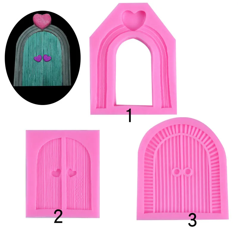 

Cartoon Fairy Tale Wooden Door Love Window Shape Cake Decorations Mold Fondant Chocolate Cabin Silicone Mould 17-364