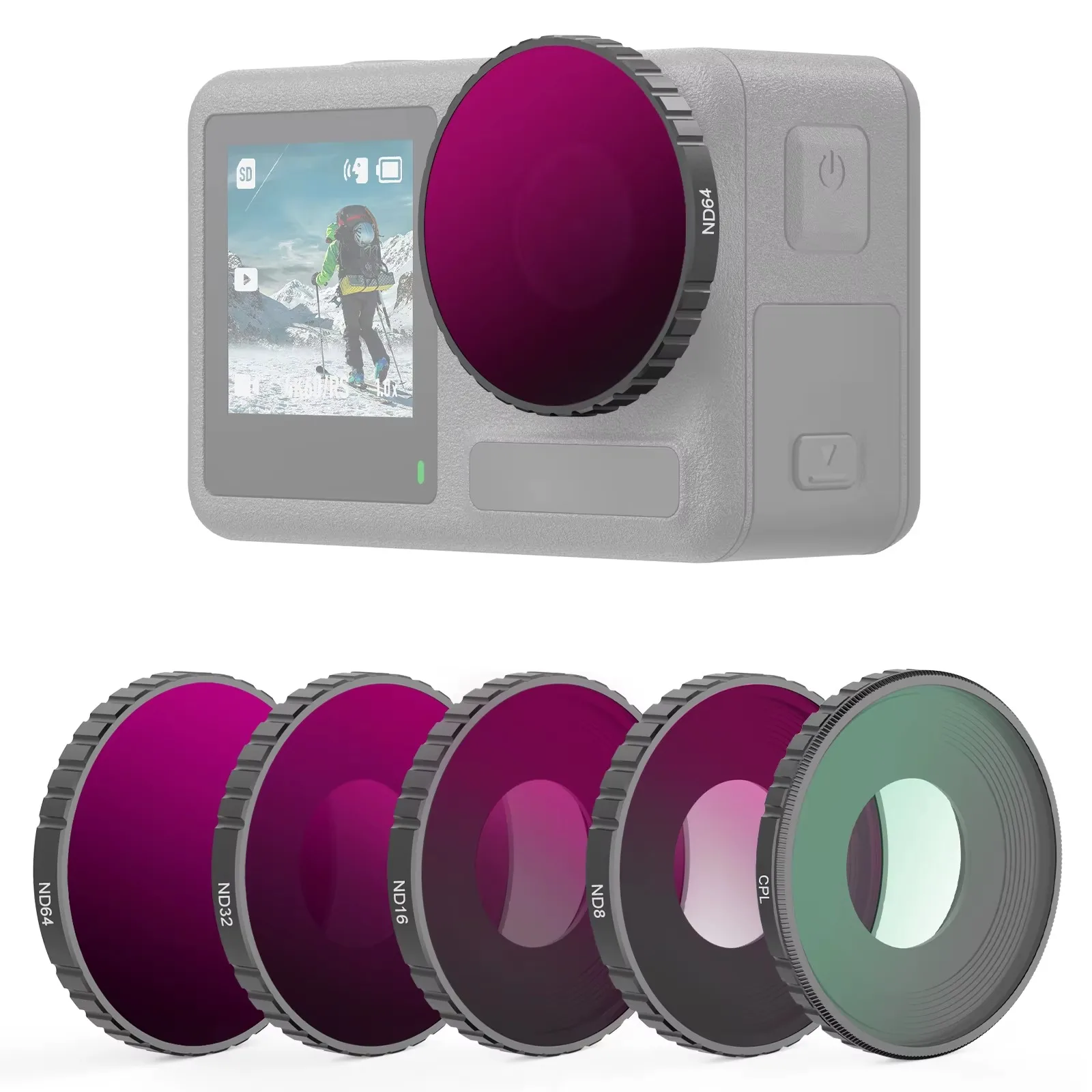 

NEEWER 5PCS ND Filter Kit For Osmo Action 3 CPL ND8 ND16 ND32 ND64 Neutral Density Filter HD Optical Glass For Action Camera