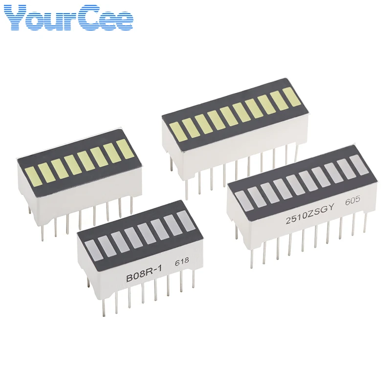 2-10Pcs LED Digital Tube Light Strip 8 10 Segment Bar Graph Battery Level Display Module Multi-color Red Yellow Green Blue White