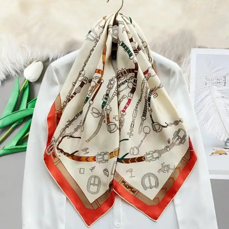 Fashion Prints 100% Silk Scarf Wraps Neckerchief Women 90 Silk Scarfs Shawl