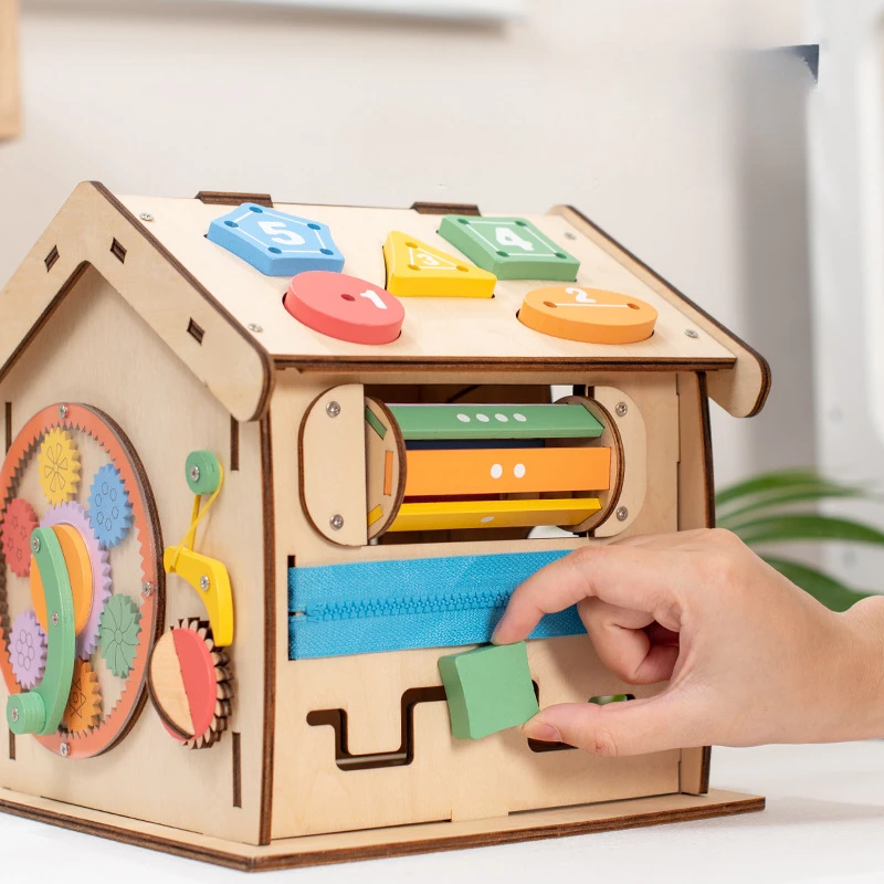 퍼즐 어린이 장난감 다기능 바쁜 집 6면 보물 상자 몬테소리 교육 바쁜 보드 아기 수학 장난감 감각 장난감