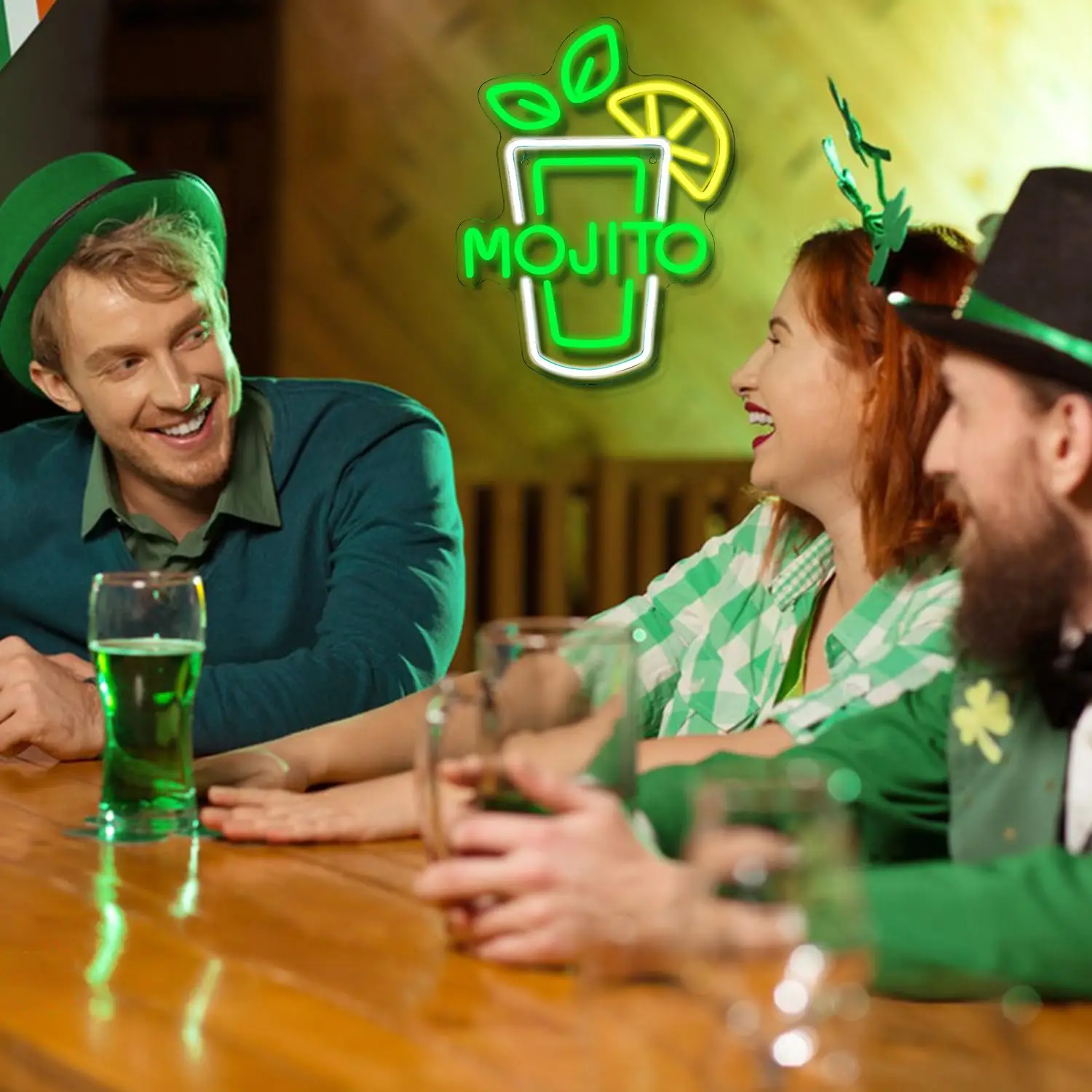 Mojito Neon Sign - Green LED Bar Decor for Home/Commercial Use - Perfect for Cocktail, Office, Hotel & Entertainment Rooms Decor