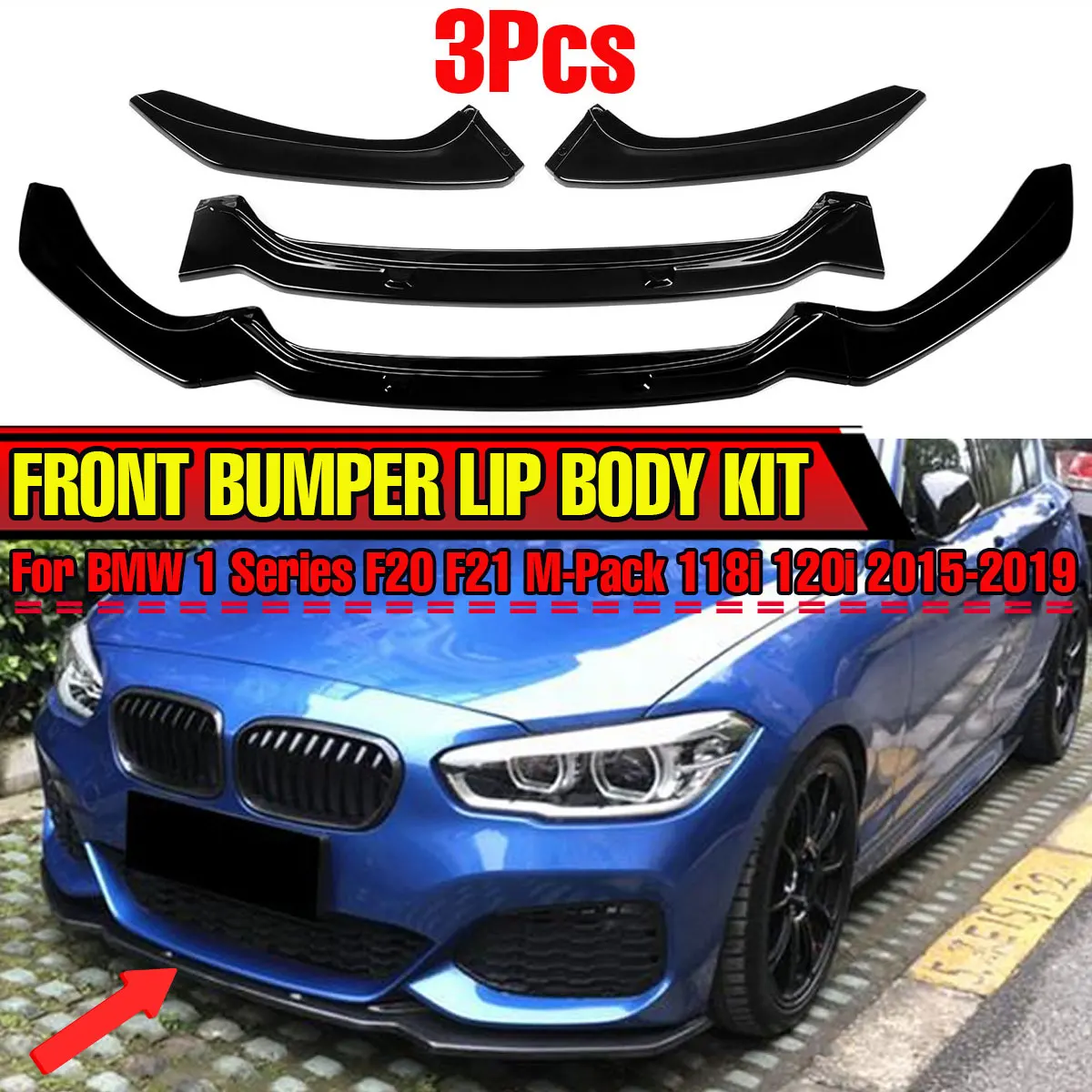 High Quality Car Front Bumper Spoiler Lip Chin Body Kits Splitter Guard For BMW 1 Series F20 F21 M-Pack 118i 120i 2015-2019