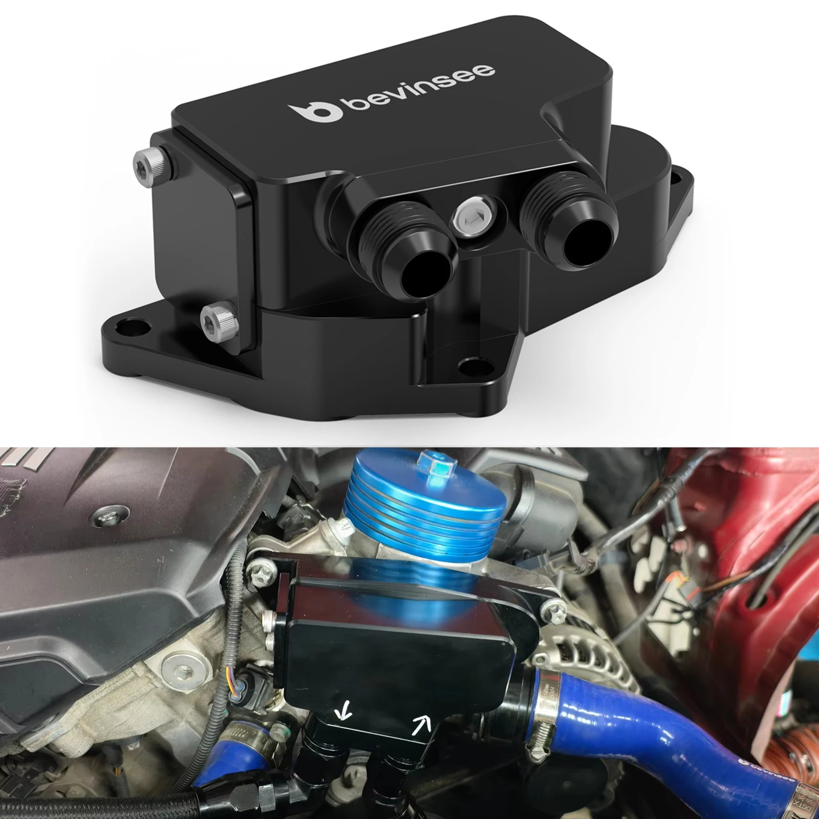 For N54 N55 Oil Cooler Adapter w/ Low Thermostat, for BMW E90 E91 E92 F30 F31 335i,E82 E88 135i 1M,F20 F22 M235i,F32 F36 435i