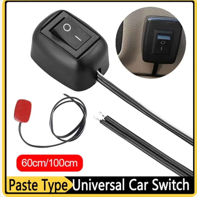 Vehicle Interior Mod Accessory Self‑Locking Rocker Switch Stick‑On No Drilling 0.6M Cable Easy Install Auto Power Control