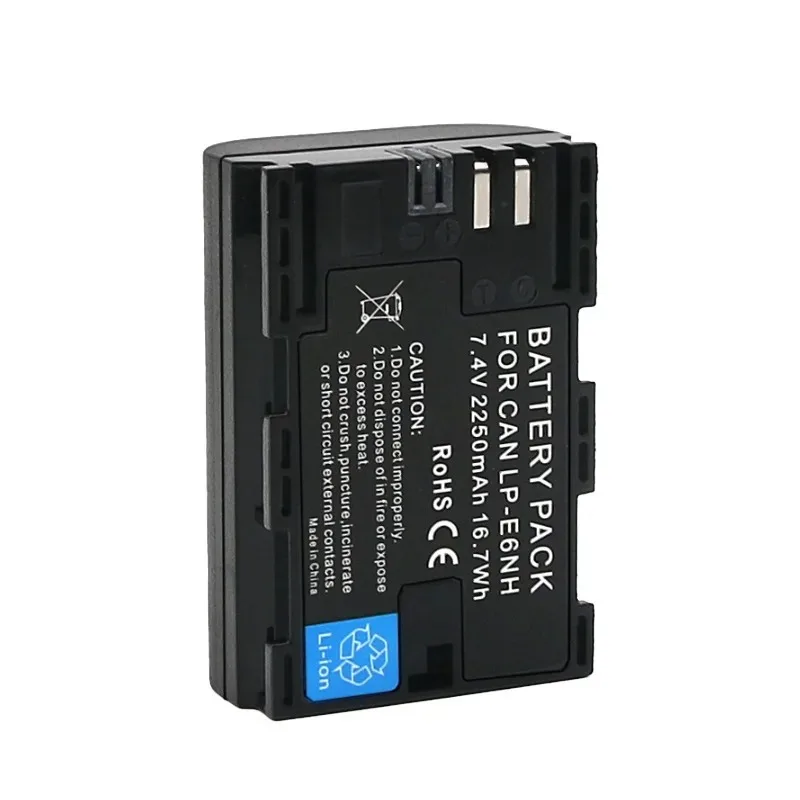 LP-E6NH LPE6NH 2250mAh Battery for Canon EOS R R5 R6 5D Mark IV III 5DS R 6D Mark II 70D 7D Mark II 90D 80D Camera Fast Charging