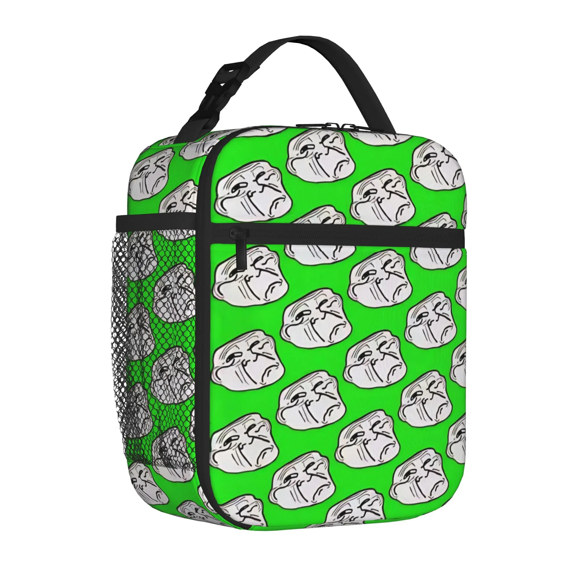Crying Troll Face Meme Funny Insulated Lunch Tote Bag for Travel Comic Humor Portable Cooler Thermal for Men Women Food Bag