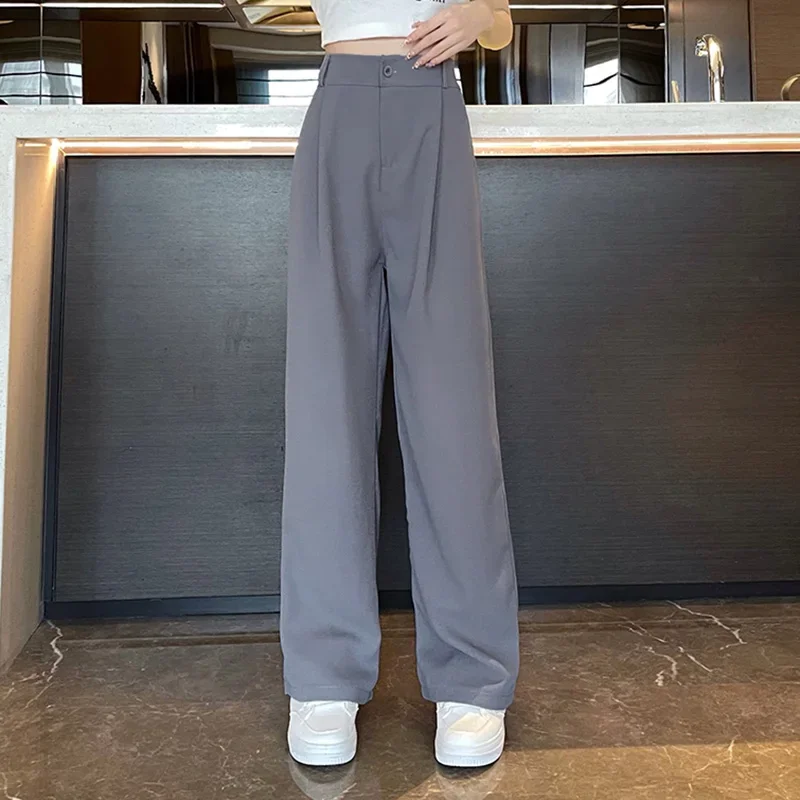 High Waisted Trousers Female Pink Green Wide Leg Straight Leg Slacks 2024 Women Summer Comfortable Leisure Suit Pants Size S-3XL