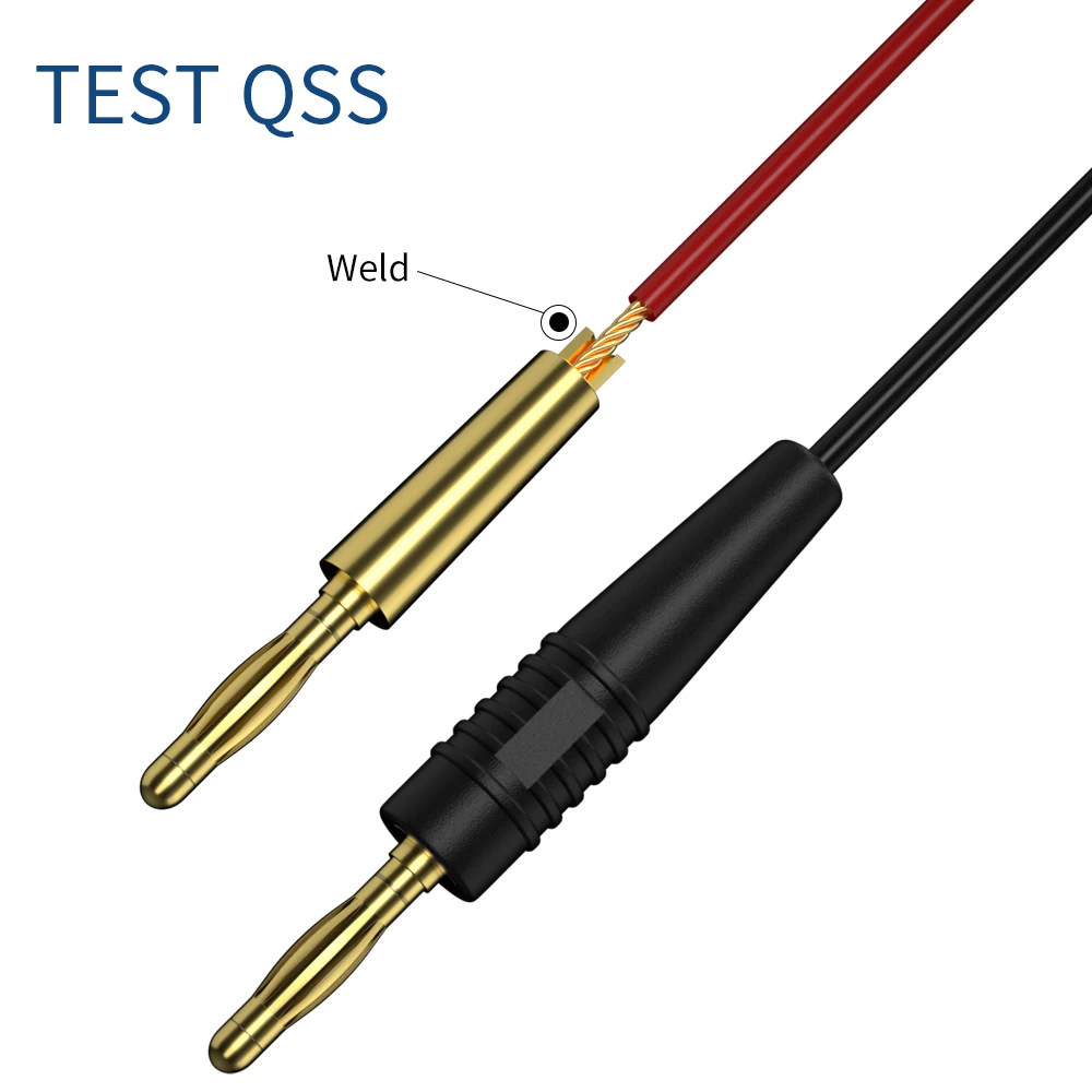 QSS 2 mm vergoldeter Bananenstecker, Multimeter-Messleitung, Dual-Bananenstecker, Draht, Testkabel für elektrische 100 cm, Rot, SchwarzQ.70002