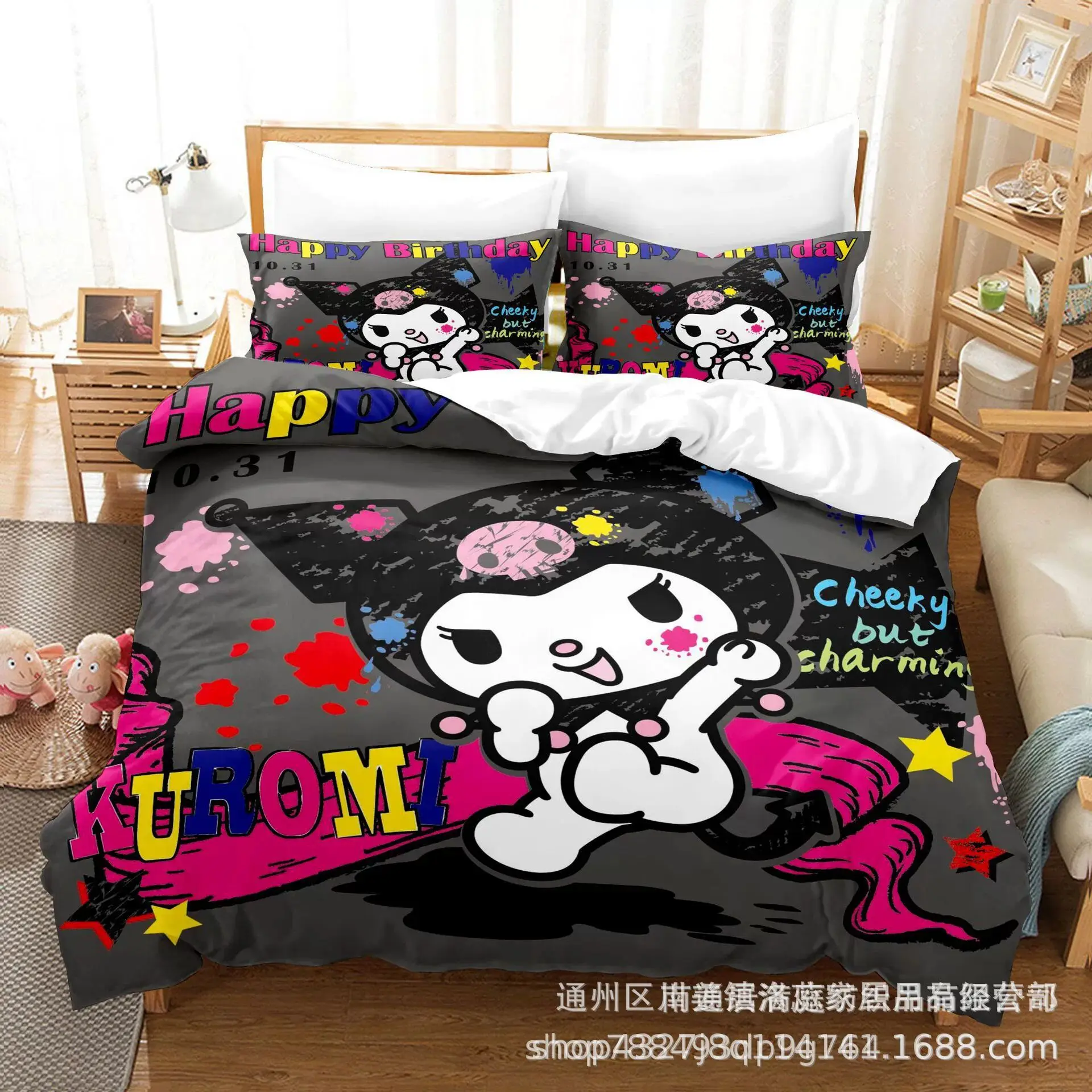 Kuromi Bedding Sets Comforter Quilt Bed Cover Duvet Cover Pillow Case 2-3 Pieces Sets Bedroom Decoration Home Supplies