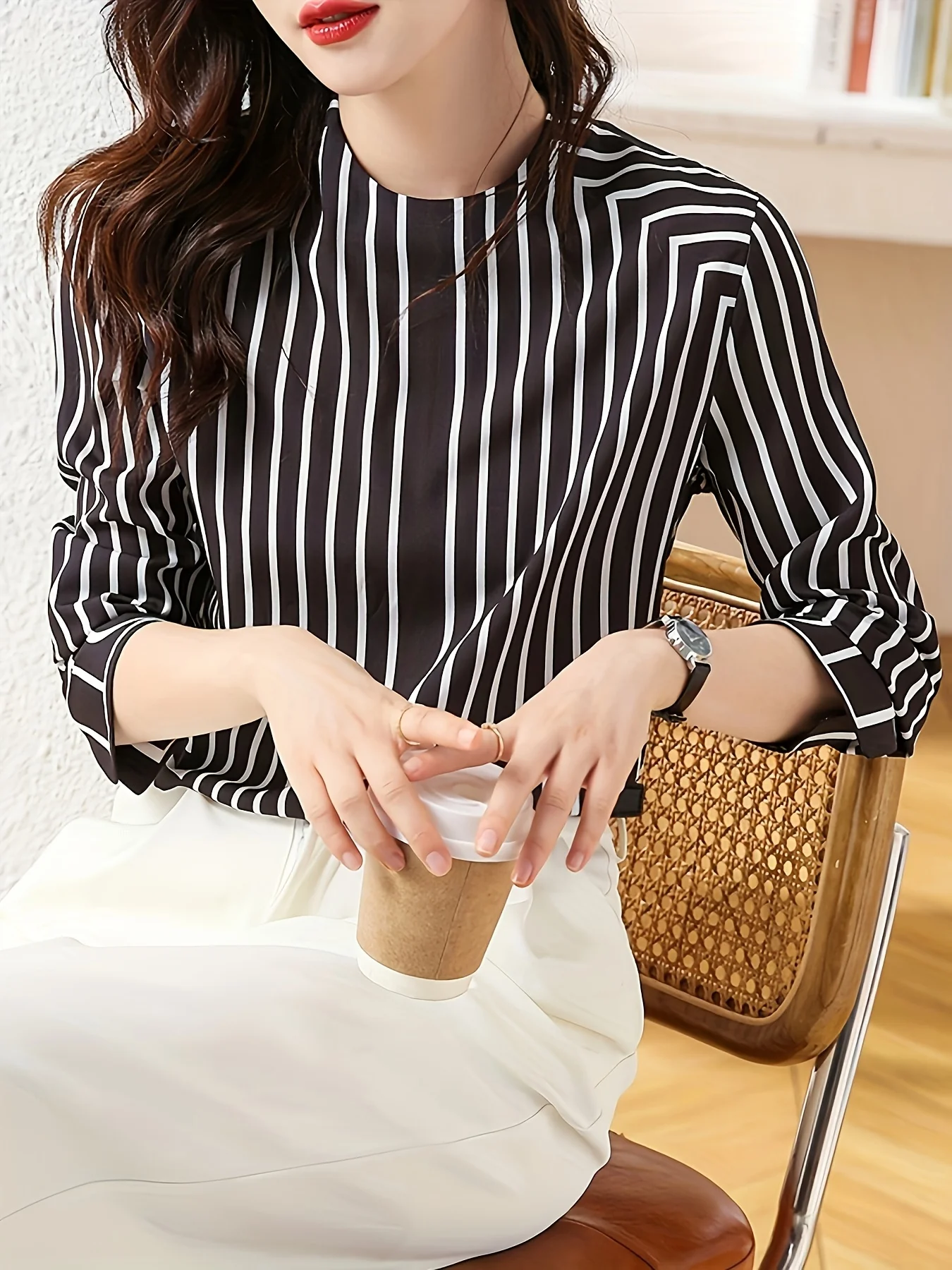 Modne eleganckie bluzki damskie Nowa wiosna biurowe damskie koszule z krótkim rękawem Blusas Mujer Topy z długim rękawem — zdjęcie 7