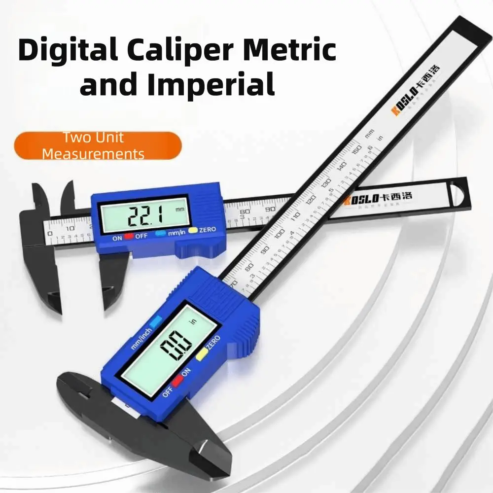 Carbon Fiber Digital Caliper LCD Display Inch Metric Switch Electronic Caliper Scratch Resistant Zero Reset Vernier Caliper