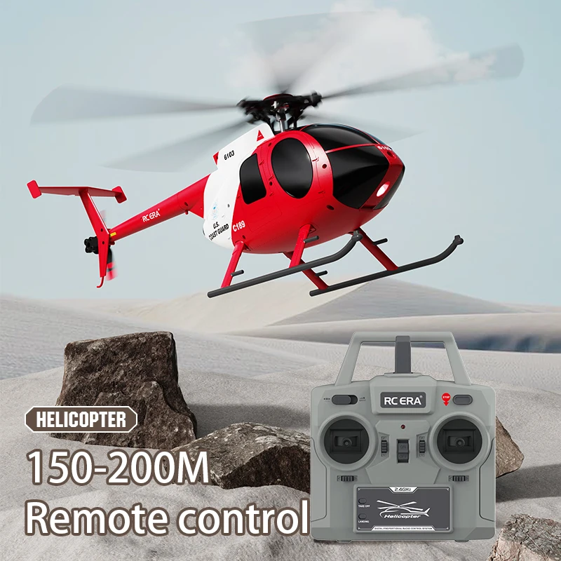 C189 RC Helicopter 1:28 MD500 Borstelloze Dual-motor Afstandsbediening Model 6-As Gyro Vliegtuigen Speelgoed Met één klik Opstijgen/landen