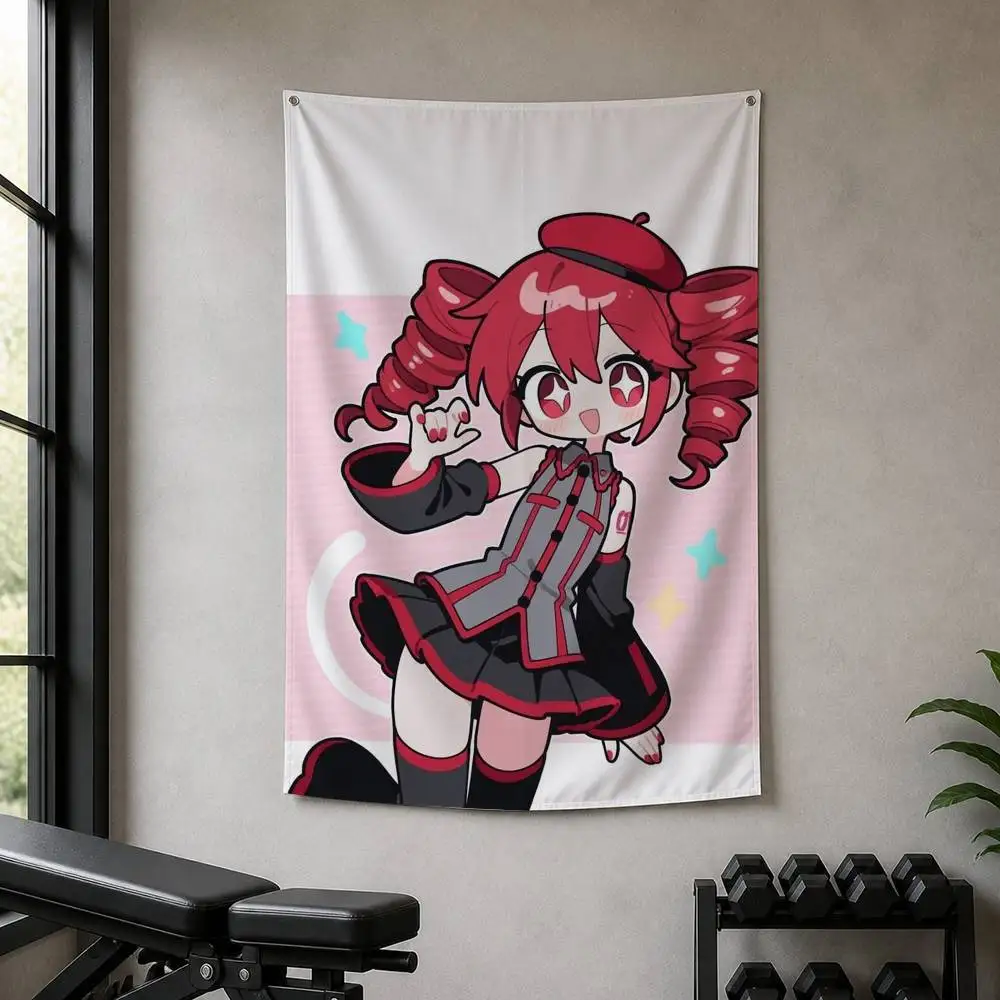 Cute Virtual Singer Kasane Teto  Decorative Wall Flag Banner for Home Garden Garage Indoor Outdoor Decor