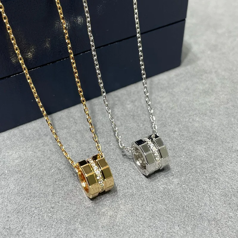 

925 Sterling Silver Pave AAA Zirconia Ice Cube Style Necklace For Women Fine Jewelry Accessory