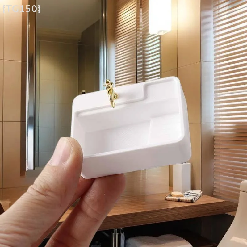【Ja】Mini-évier de salle de bain à l'échelle 1/12, modèle de meuble de lavabo simulé pour la décoration de maison de poupée DIY, accessoires pour maison de poupée