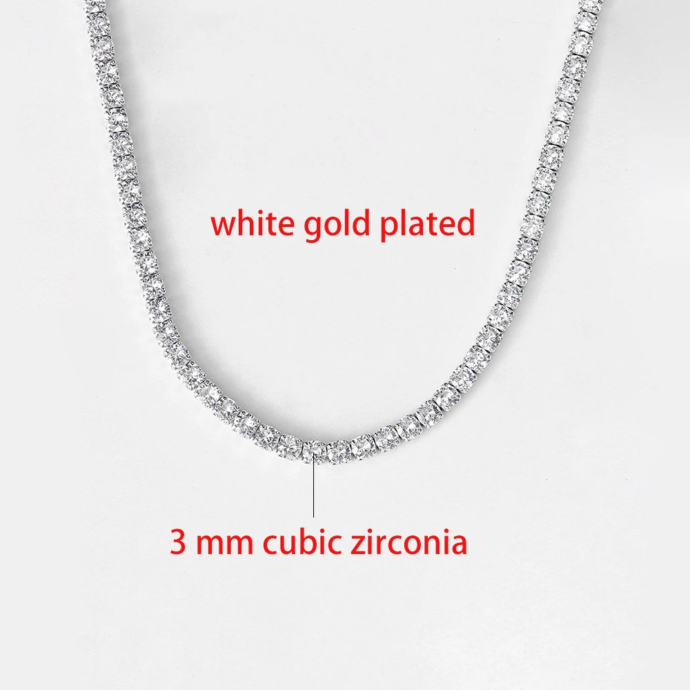 Tennis Choker Halsketten Frauen HipHop Iced Out AAA + Zirkonia Gold Farbe Kristall Kette Weiblichen Schmuck auf Den Hals OHN099