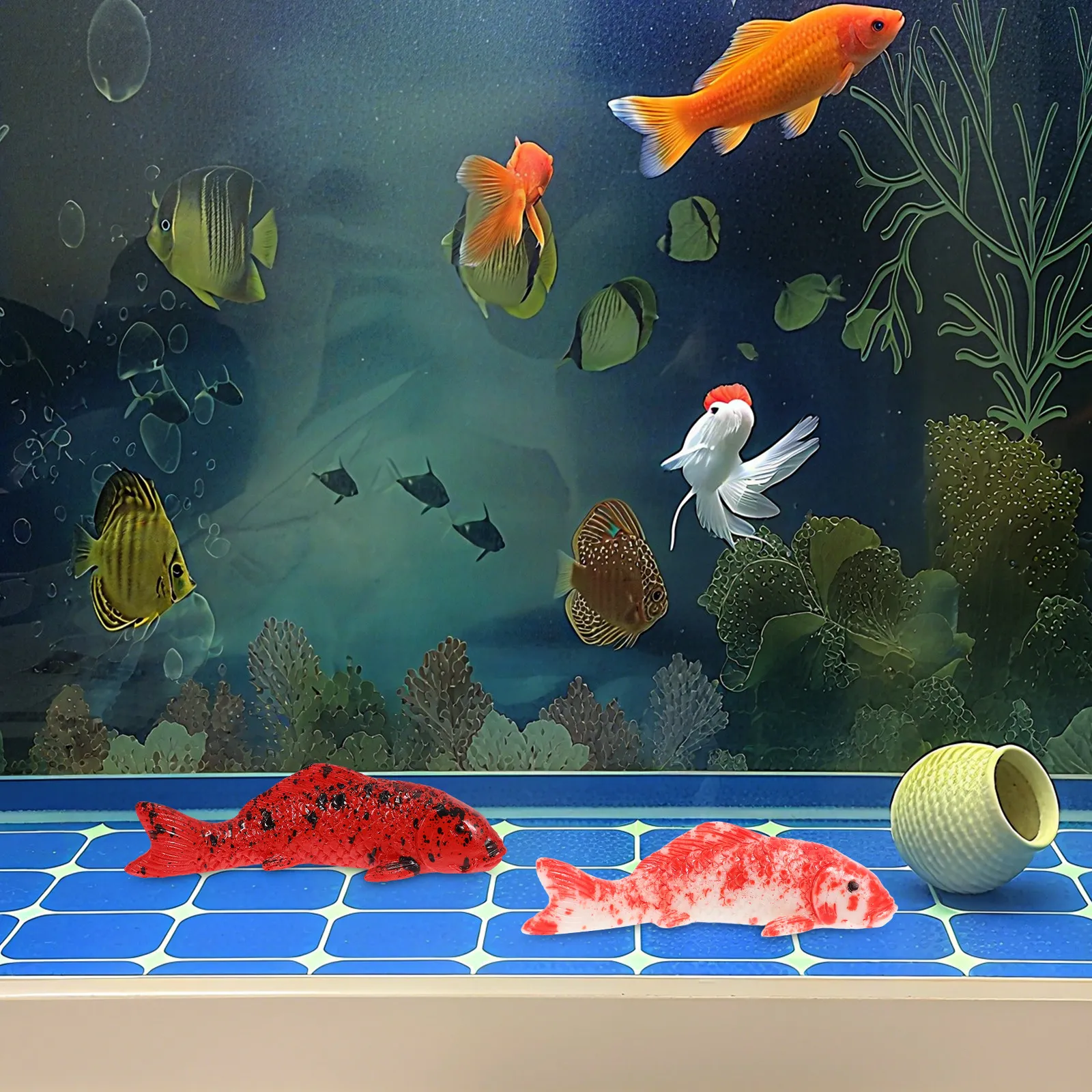 5pcs Resin Fake Decor Aquarium Realistic Floating Fish Simulation Goldfish Decoration Compact Fish Tank Accessories Household