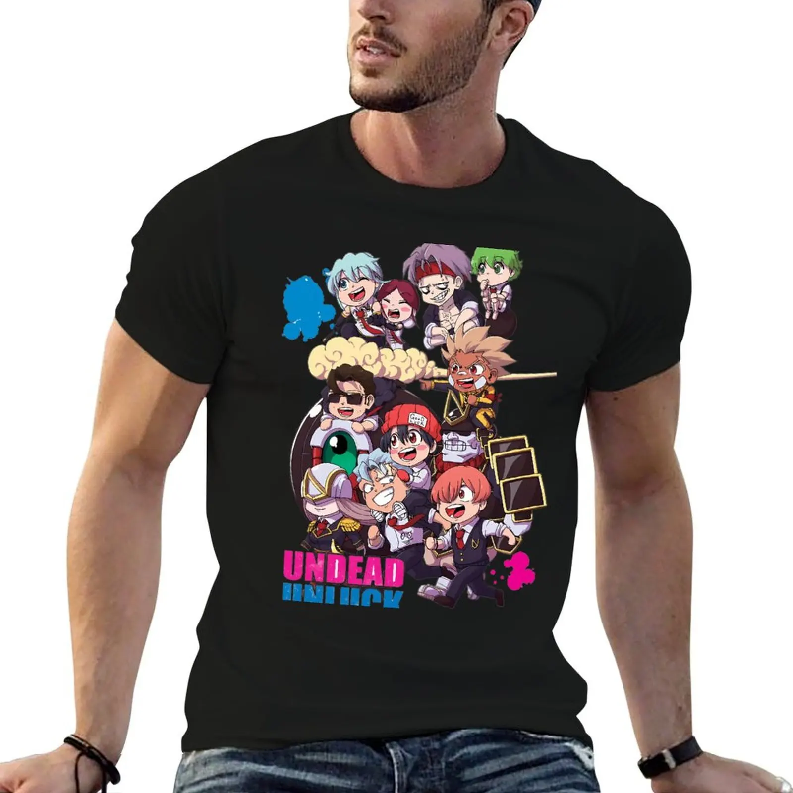 Camiseta Undead Unluck Vintage Lavada Unisex Oversize Estilo Anime Streetwear Algodón Suave Manga Corta Regalo Ropa Tops Gran Venta