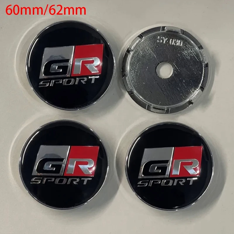 4Pcs 60mm/62mm Car Wheel Center Hub Cap Rim Cover For Toyota GR Sport Yaris Corolla C-HR RAV4 Camry Prado Prius Auto Accessories