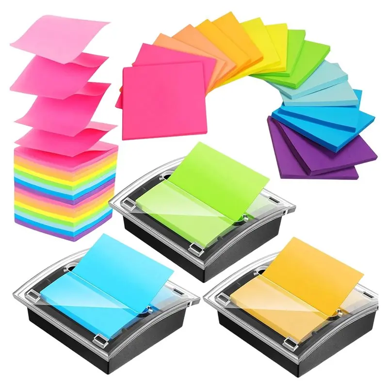 

Up Sticky Dispenser Notes Memo Pads(3 Pack)- Black Base Note Holder With 24 Sheets, 50-Sheet Per Pad
