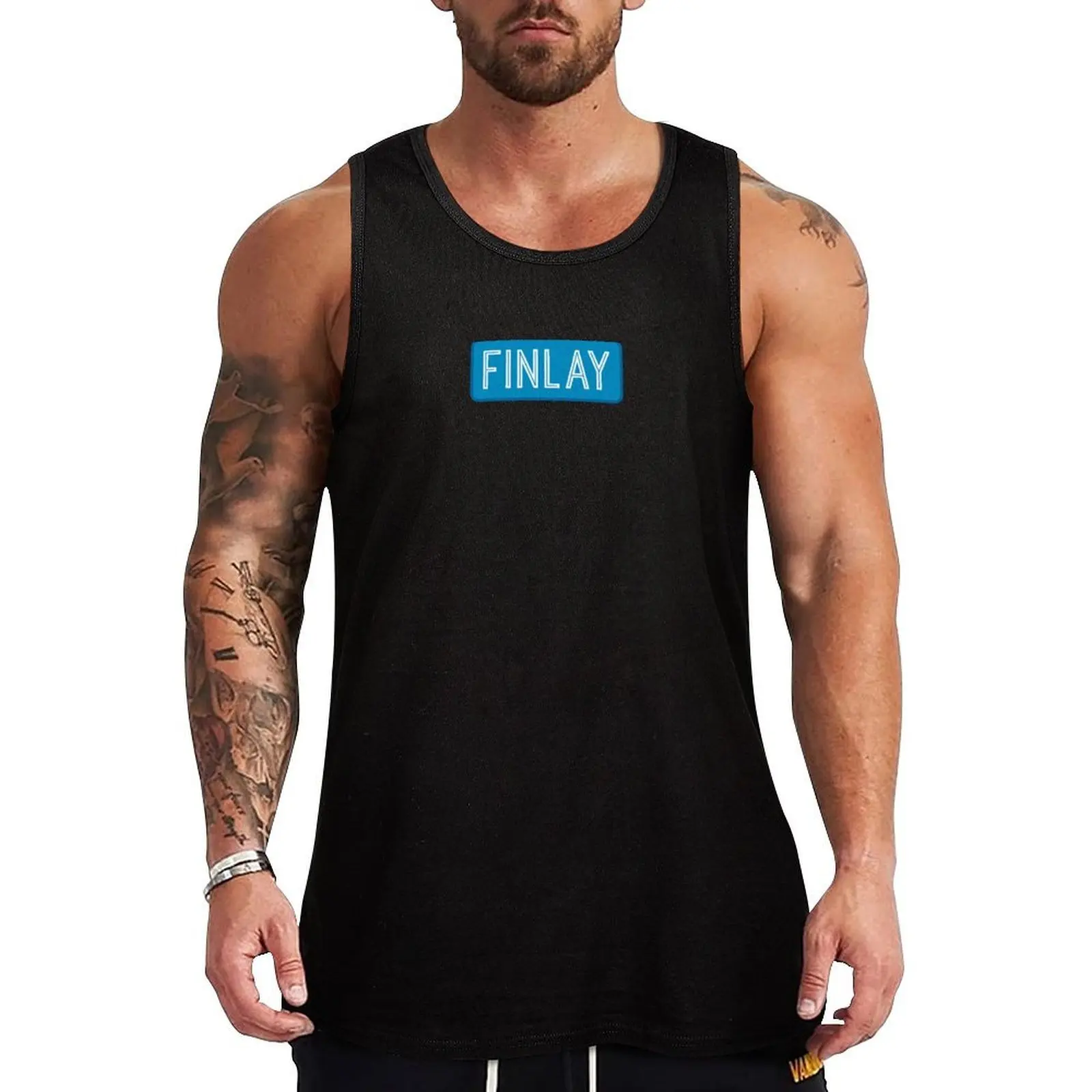 

Finlay Name Tank Top Vintage Graphic Tank Top Retro Print Sleeveless Tee