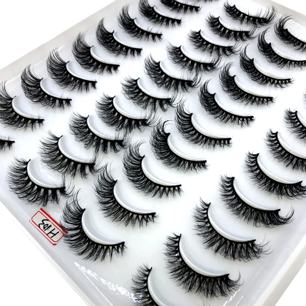 20 Pairs 3D Faux Mink Lashes Natural False Eyelashes Dramatic Fluffy Soft Wispy Volume Cross Reusable Eyelash MaKeup Tools