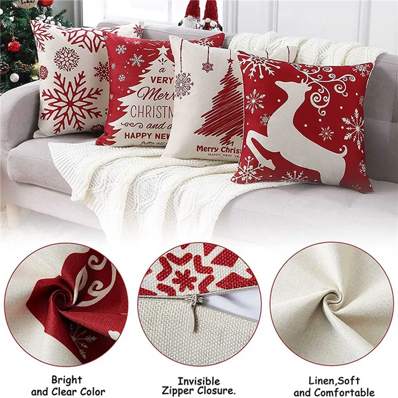 Christmas Pillow Covers 18X18 Set Of 12,Farmhouse Christmas Decor For Home,Xmas Decorations Throw Cushion Case For Home-AS97
