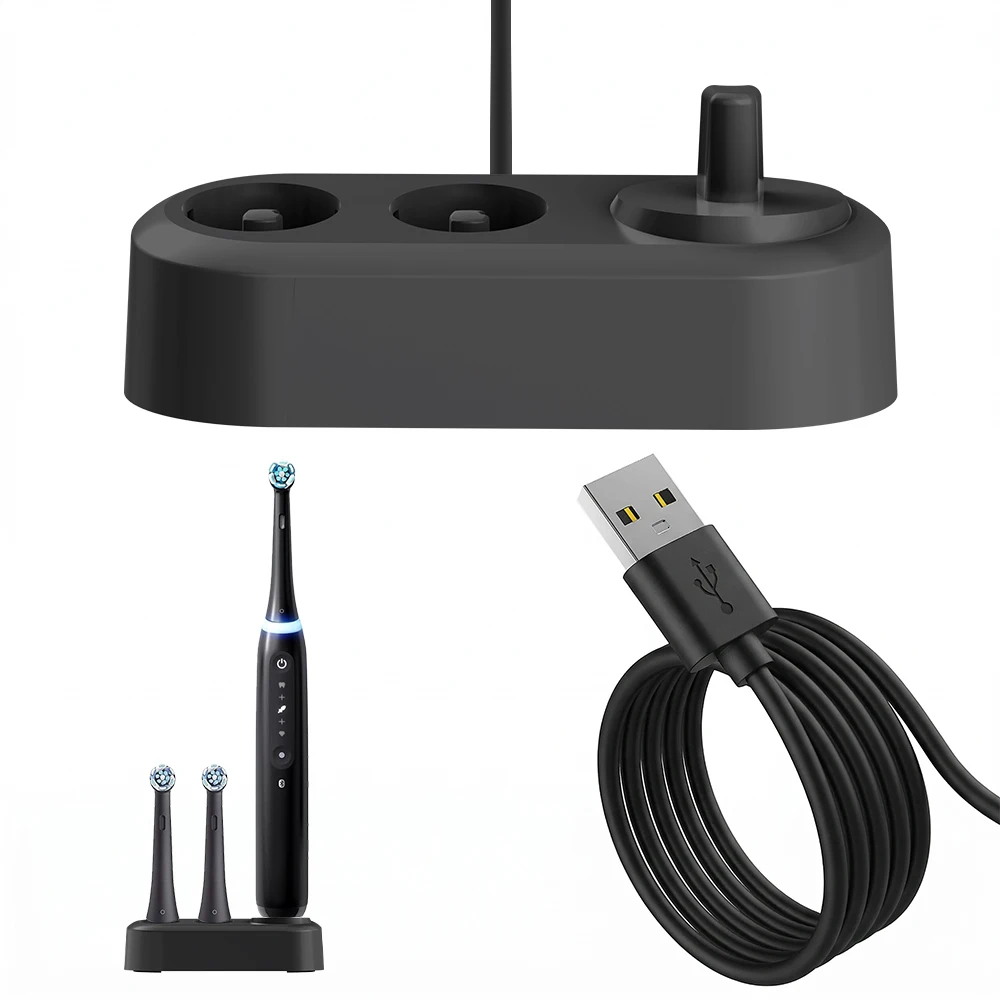 USB Inductive Charger Compatible with Oral B iO 2/3/4/5/6 Electric Toothbrush, Protable Replacement Charging Base & Heads Holder