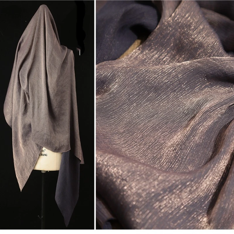 

Металлическая проволока, плиссированная ткань, ретро, фиолетовая, черная, градиентная юбка Hanfu, одежда, дизайнерская ткань, ткань для шитья своими руками, материал