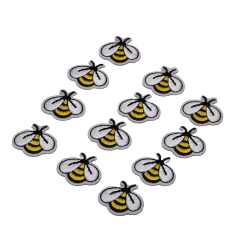 20Pcs Yellow Bee Embroidered Patches Iron On Sticker Bags Clothes Sewing Accessories Headwear Decor DIY Handmade Applique Art