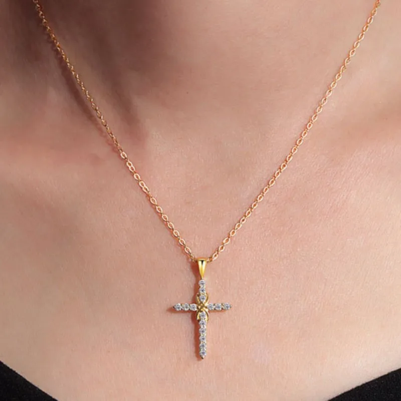VENTFILLE 925 Sterling Silver Necklace For Women Delicate Crystal Cross Wrap Intersection Design Jewelry Gift Dropshipping