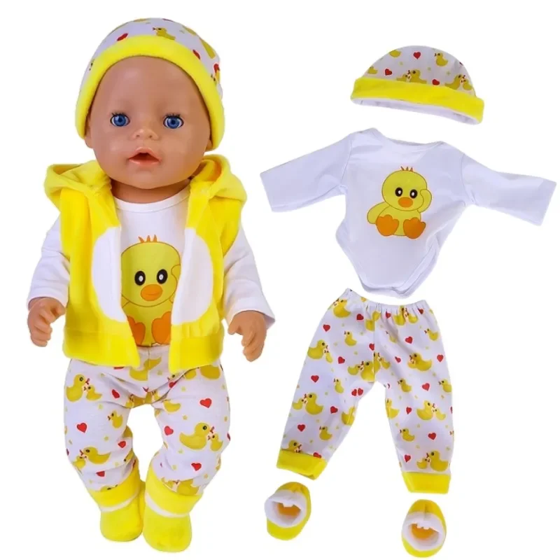 

43 cm Doll Outfits for 17-18Inch Dolls Baby Born Doll Cute Jumpers Rompers Suit+Shoes Warm Clothes on A Doll Baby Christmas Gift